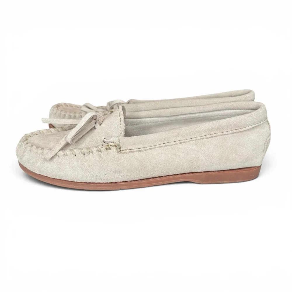 Minnetonka Flexible Slip On Moccasin Rubber Hardsole Women's 9 Neutral Loafer